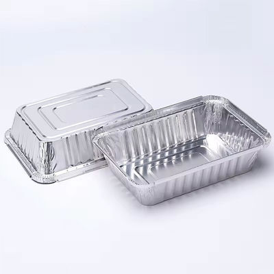 Container Box Tray Alumínio Cap Rectangular Viagem Alumínio Foil Container