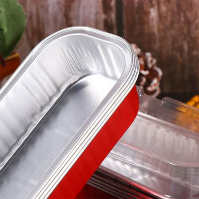 7oz de folha de alumínio de parede lisa de bolo de taça descartável bandeja de panificação retangular recipiente de folha de alumínio